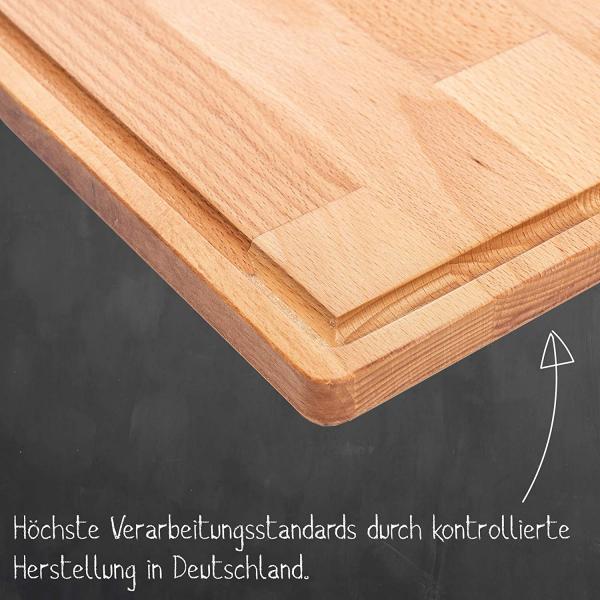 Schneidebrett (L) und Küchenbrett aus Holz massiv Buche - Perfekte Schneideunterlage für die Küche | 38,5x28,5 | Perfekt als Kochbrett, Brot Schneidbrett und Küchenbrett BL